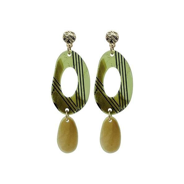 One Tribe Village Jewellery Green resin drop earrings