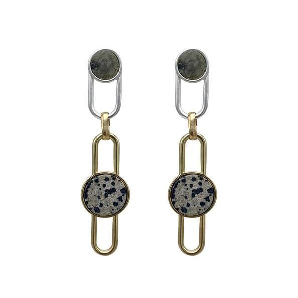 One Tribe Village Jewellery Multi tone dalmation stone earrings